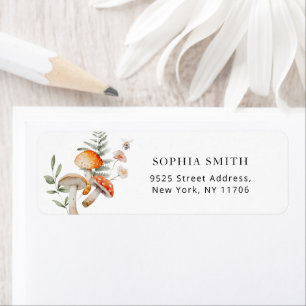 Fall mushrooms baby shower return Address Label