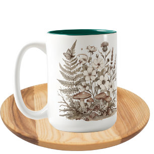 Fall mushrooms cottagecore floral  Two-Tone coffee mug