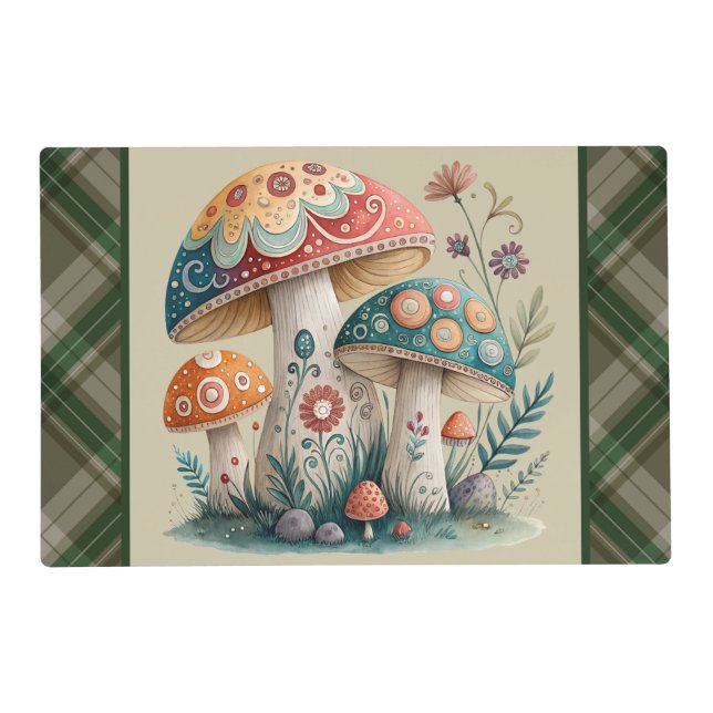 Fall Mushroom's Laminated  Placemat (Front)