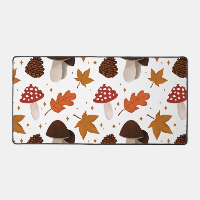Fall & Mushrooms Pattern Desk Mat (Front)