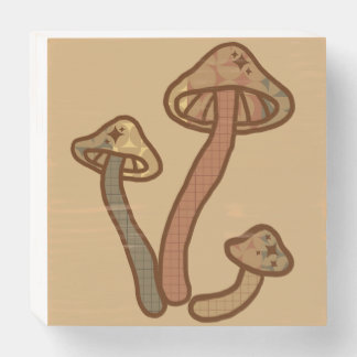Fall Mushrooms Wooden Box Sign