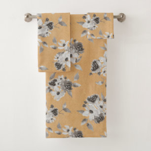 Fall Mustard Floral Bathroom Towel Set