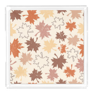 Fall natural design, autumn maple leaf acrylic tray