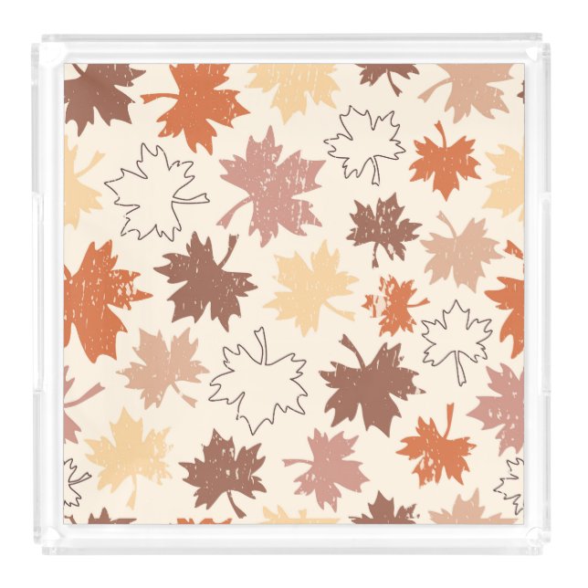 Fall natural design, autumn maple leaf acrylic tray (Front)