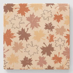 Fall natural design, thanksgiving autumn leaf stone coaster