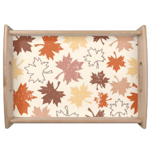 Fall nature, autumn maple leaf thanksgiving serving tray
