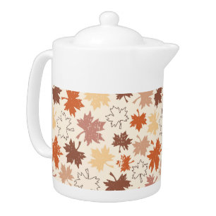 Fall nature, autumn maple leaf thanksgiving's day teapot