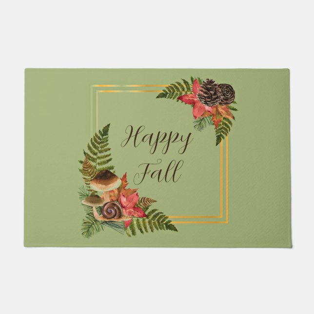 Fall nature frame with customizable text  doormat (Front)