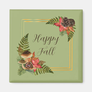 Fall nature frame with customizable text magnet