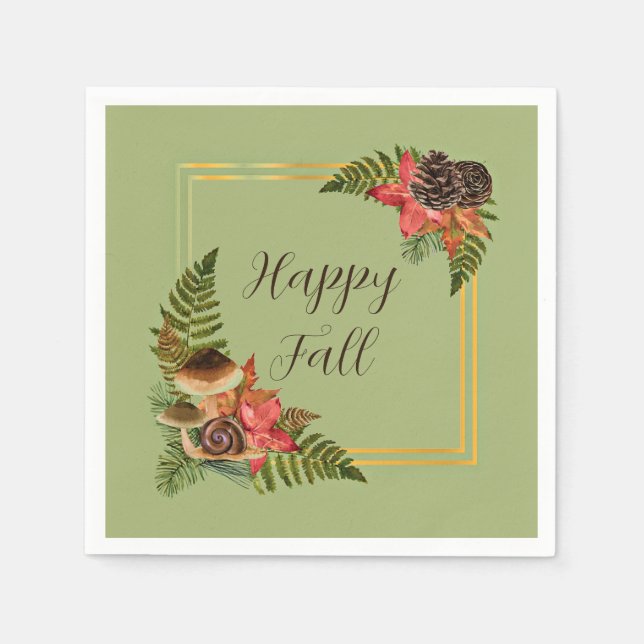 Fall nature frame with customizable text  napkins (Front)