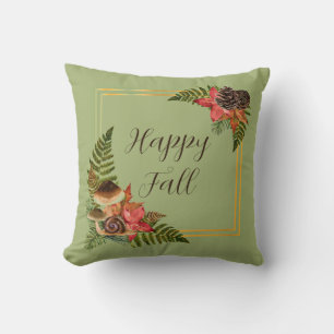 Fall nature frame with customizable text throw pillow
