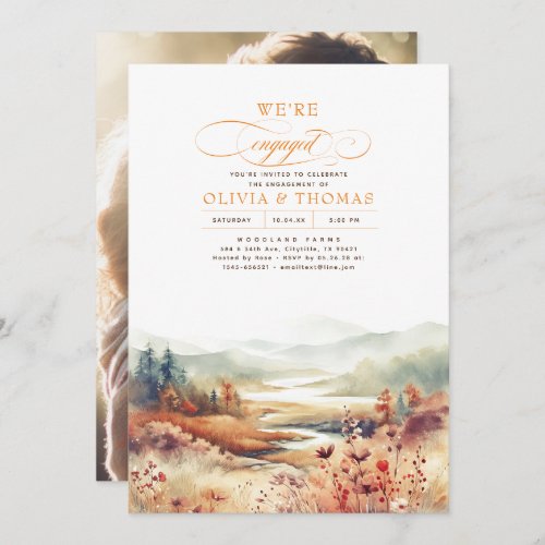 Fall Nature Romantic Engagement Party Photo Invitation