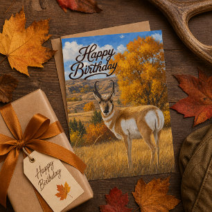 Fall Nature Scene Antelope Wildlife Birthday Mens Card