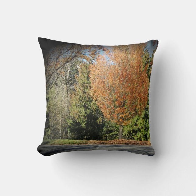 Fall Nature Scene Throw Pillow (Front)