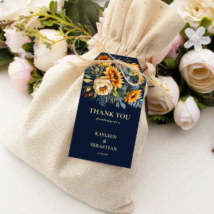 Fall navy blue rustic sunflower wedding  gift tags