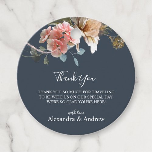 Fall Navy Blue Thank You Welcome Bag Wedding Favor Tags