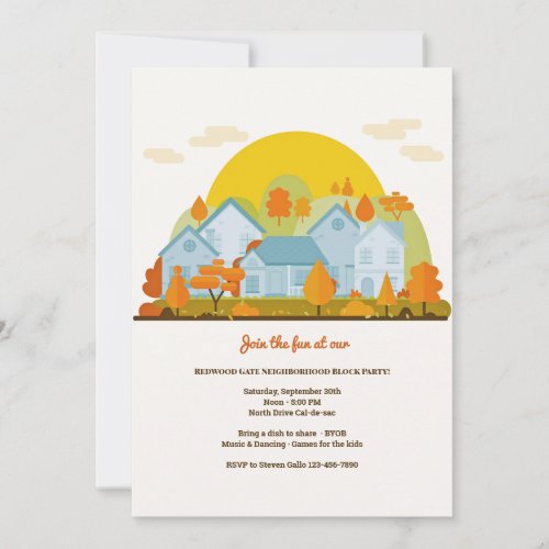 Fall Neighborhood Block Party Invitation