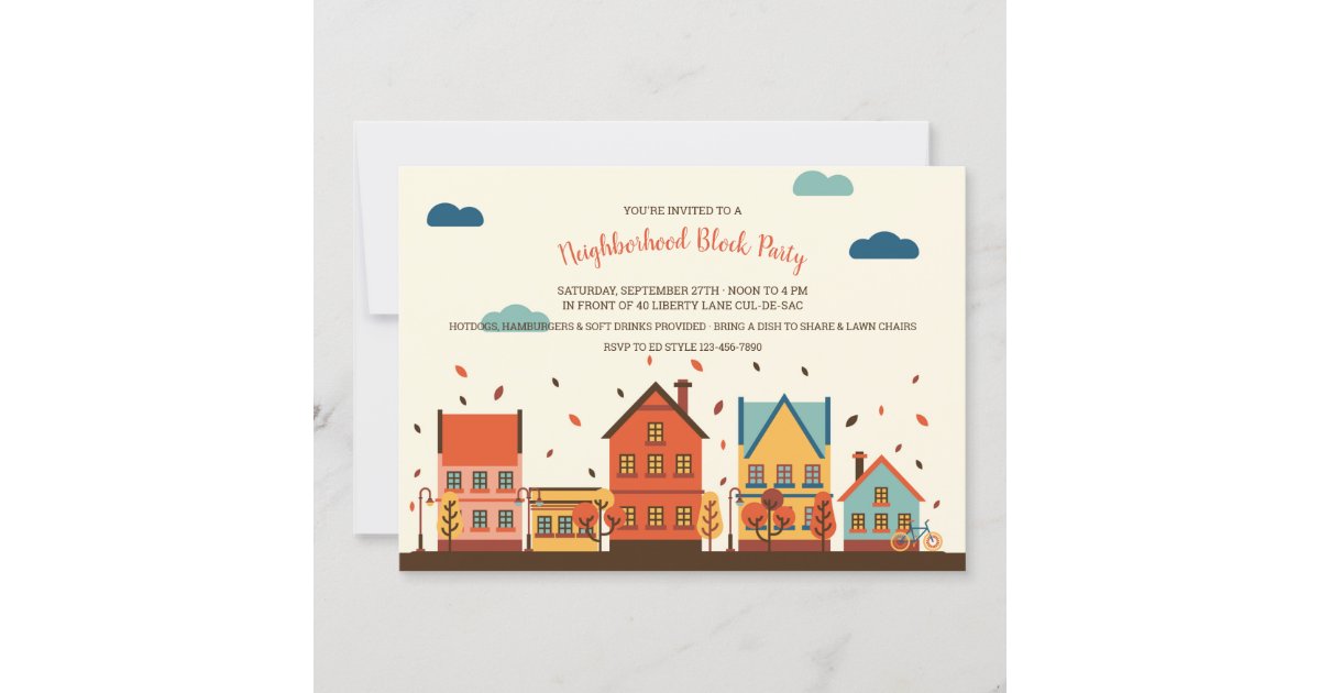 Fall Neighborhood Block Party Invitation