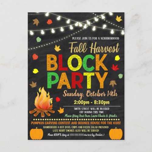 Fall Neighborhood Block Party Invite