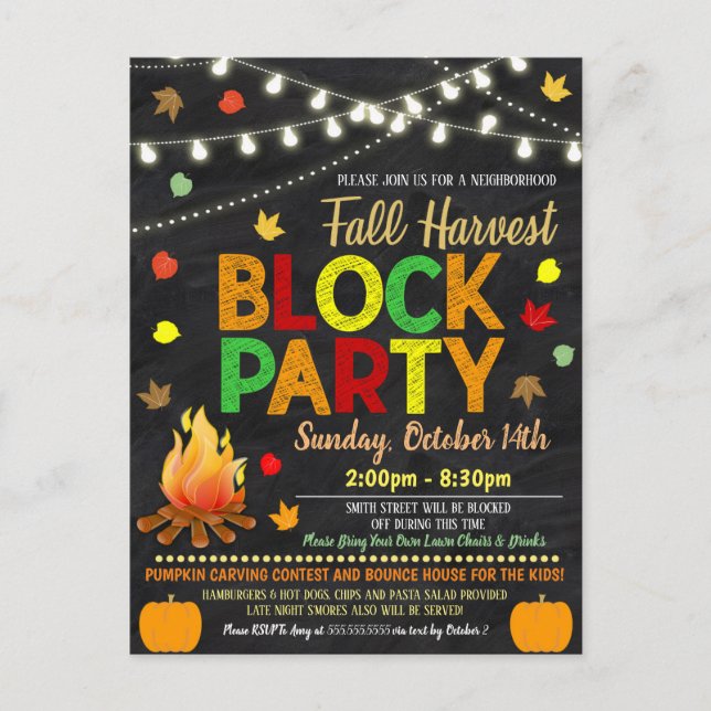 Fall Neighborhood Block Party Invite (Front)
