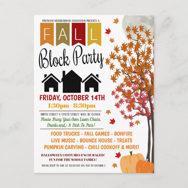 Fall Neighborhood Block Party Invite (Front)