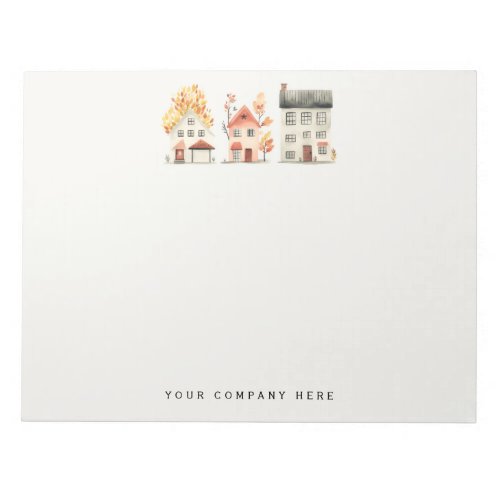 Fall Neutral Watercolor Houses Real Estate Notepad