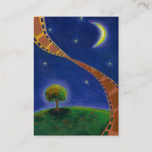 Fall night movie art fun painting for film lovers business card templates