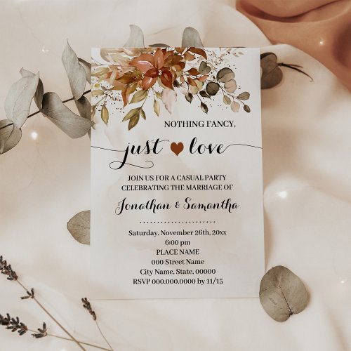 Fall Nothing Fancy Just Love Elopement Invitation