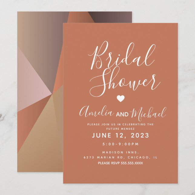 Fall Nuetral Geometrical Shapes Bridal Shower Invitation (Front/Back)