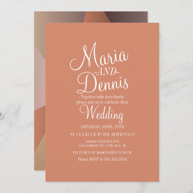 Fall Nuetral Modern Geometrical Colorful Wedding Invitation (Front/Back)