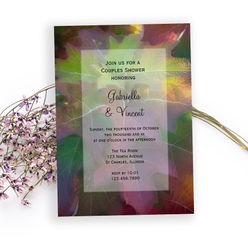 Fall Oak Leaf Hydrangea Couples Wedding Shower Invitation