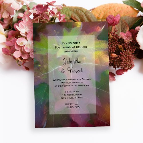 Fall Oak Leaf Hydrangea Post Wedding Brunch Invitation