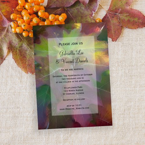 Fall Oak Leaf Hydrangea Wedding Invitation