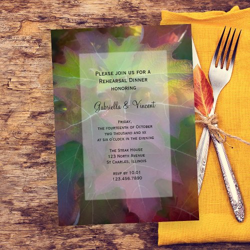 Fall Oak Leaf Hydrangea Wedding Rehearsal Dinner Invitation