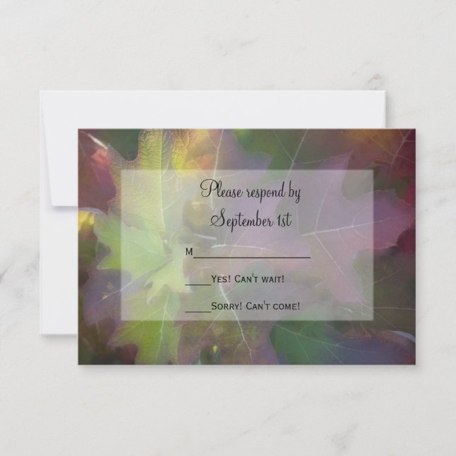 Fall Oak Leaf Hydrangea Wedding RSVP Response Card (Front)