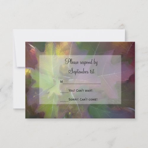 Fall Oak Leaf Hydrangea Wedding RSVP Response Card