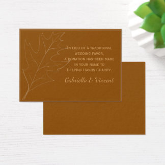 Fall Oak Leaf Wedding Charity Favor Card