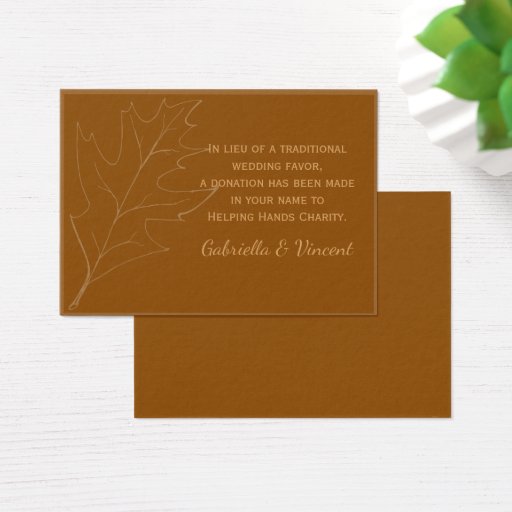 Customizable Fall Maple Leaf Wedding Charity Favor Card Business Card