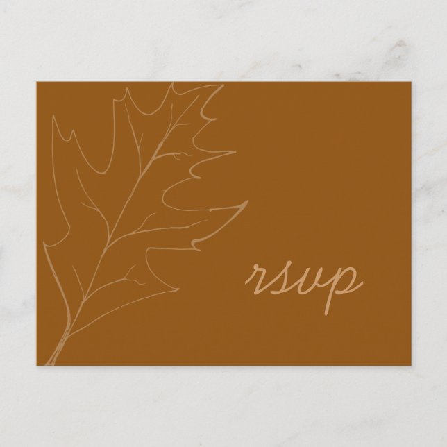 Fall Oak Leaf Wedding RSVP Response Invitation Postcard (Front)