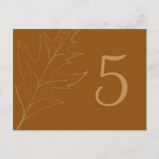 Fall Oak Leaf Wedding Table Number (Front)