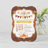 Fall Oak Leaves and Pumpkins Baby Shower Invite (Standing Front)