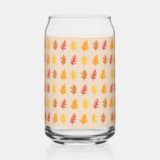 Fall Oak Leaves Can Glass