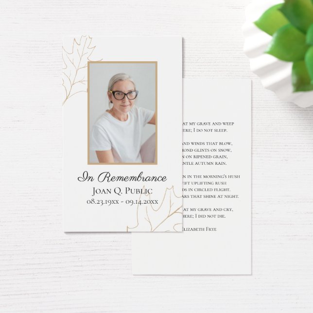 Fall Oak Leaves Funeral Service Memorial Prayer (Desk)