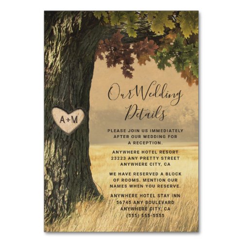 Fall Oak Tree Rustic Wedding Enclosure Cards