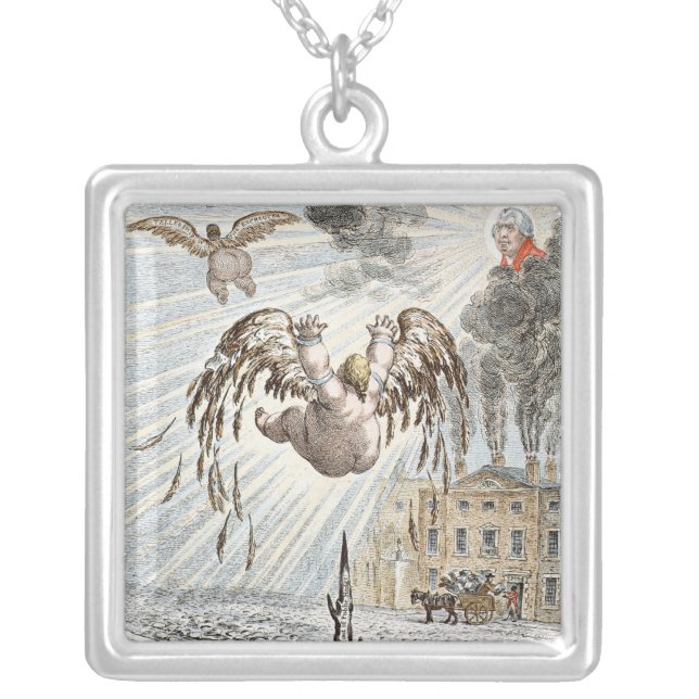 Fall of Icarus, 1807 Silver Plated Necklace (Front)