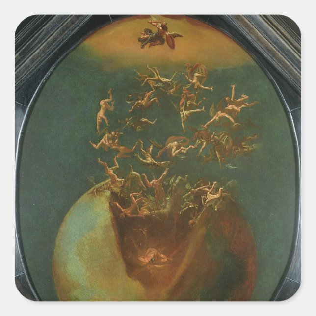 Fall of Satan and the Rebel Angels from Heaven Square Sticker (Front)