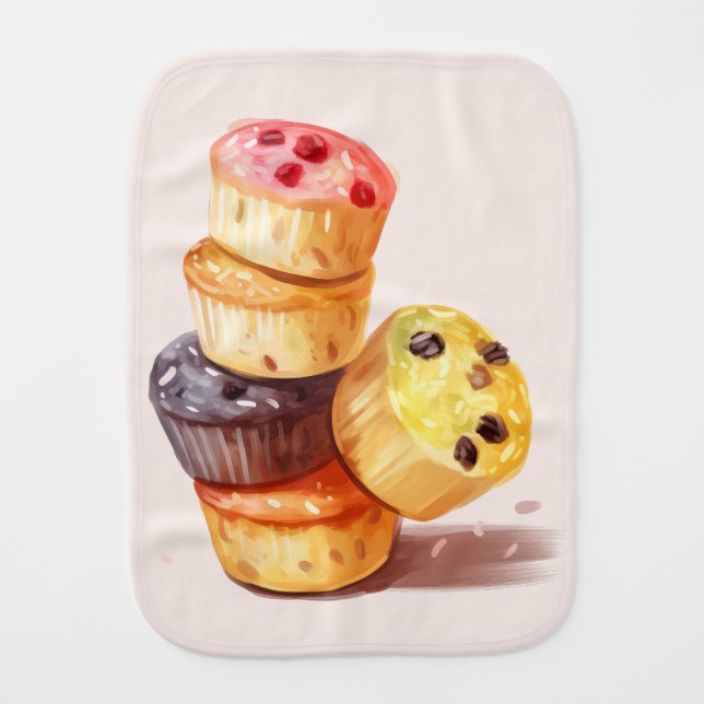 Fall of the Muffin Tower Baby Burp Cloth (Front)