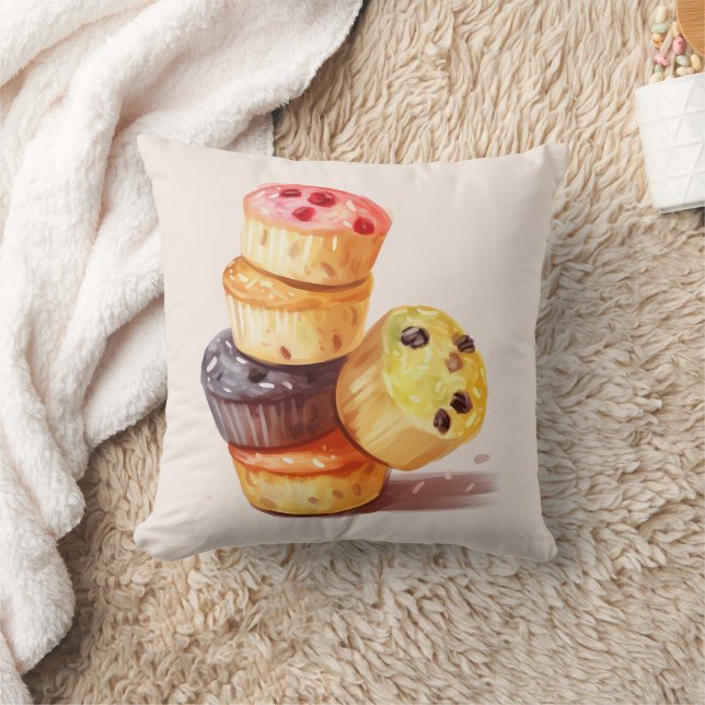 Fall of the Muffin Tower Throw Pillow (Blanket)