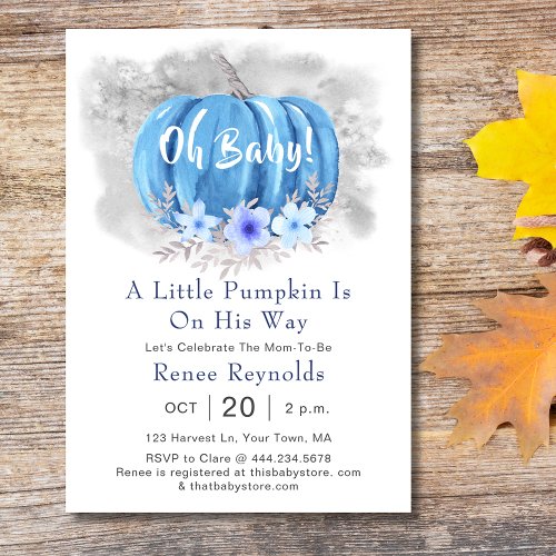 Fall Oh Baby Little Pumpkin Boy Baby Shower Invitation