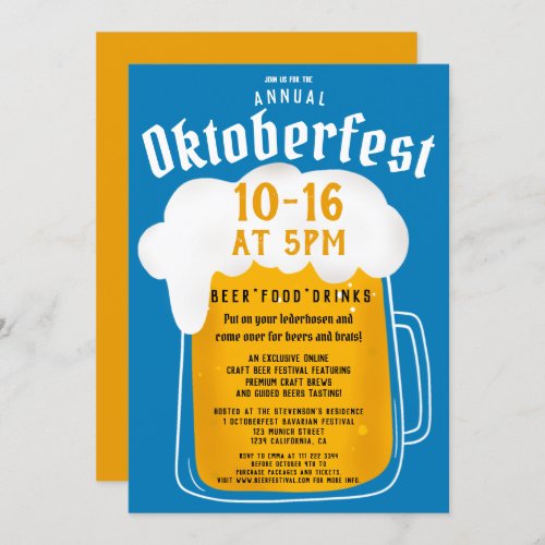 Fall Oktoberfest beer festival party Bavarian Invitation